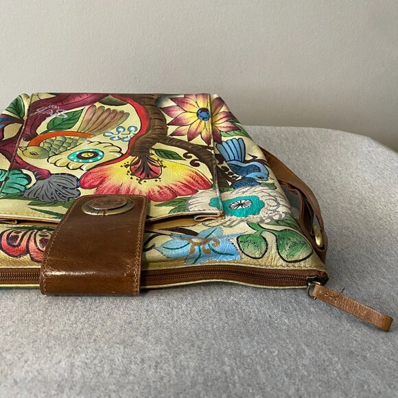 Artistic Expressions By Sharif 1827 Hand Painted Genuine Leather Bag - Picture 6 of 16